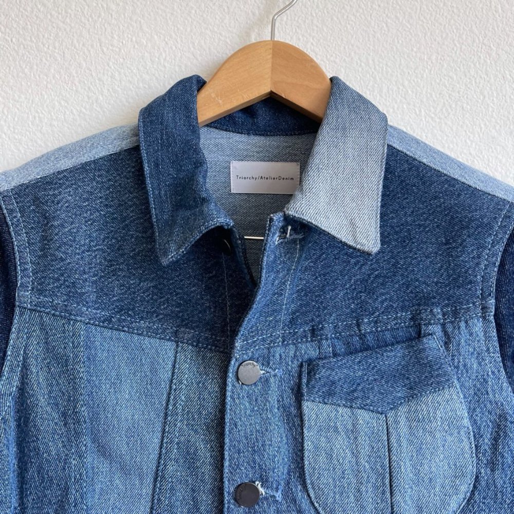 Triarchy Atelier Denim Patchwork Jean Jacket Size… - image 2